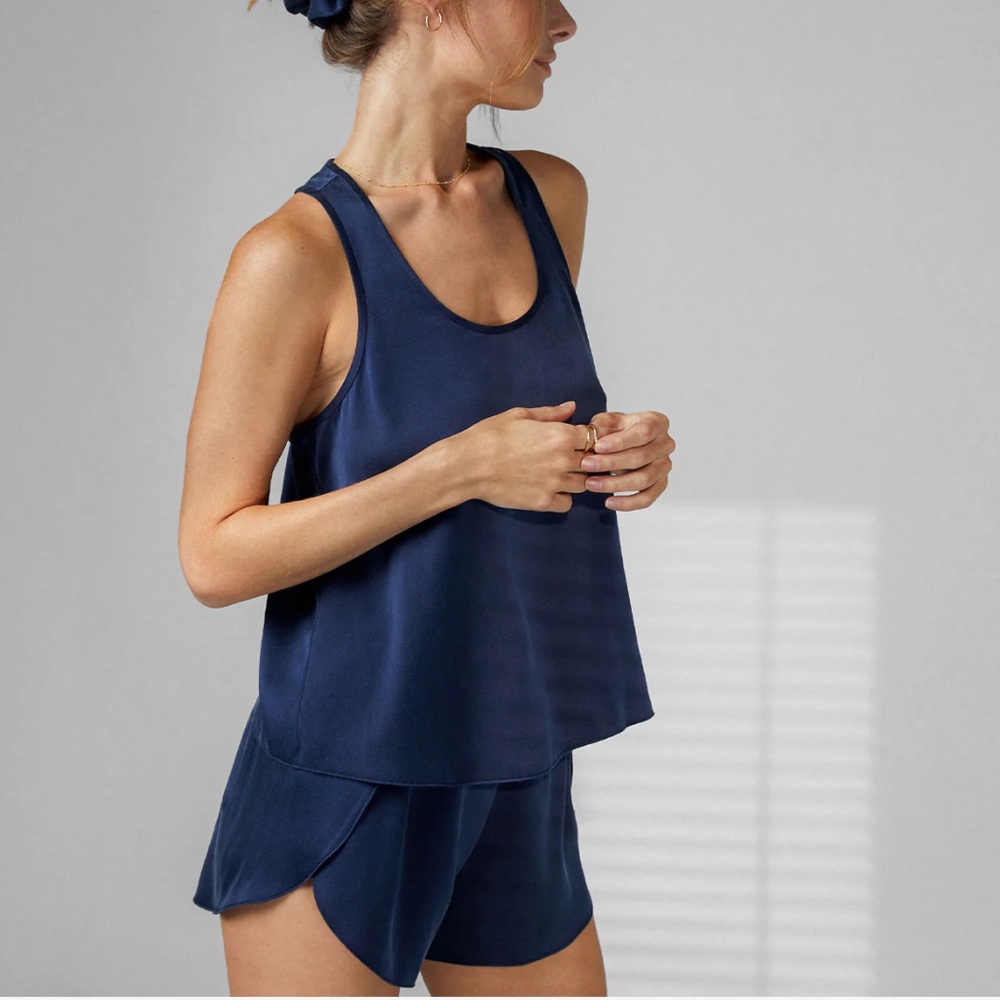 TRADE - Medium Lunya Silk Pj Navy Tulip SHORTS - Top Not Included - ISO Large